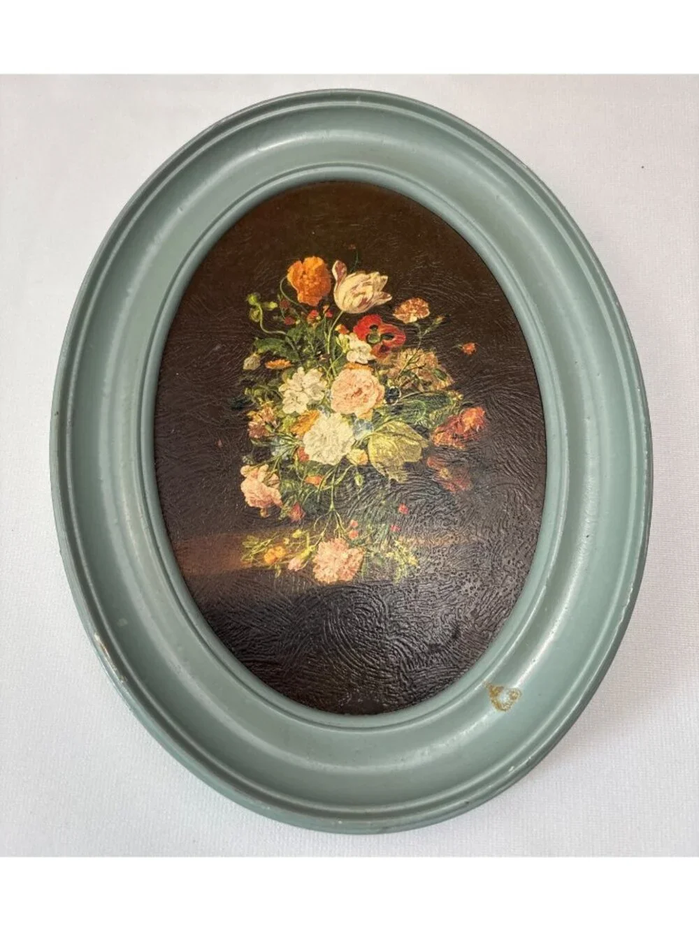 Litho Oval Floral Artwork Sage Frame 7